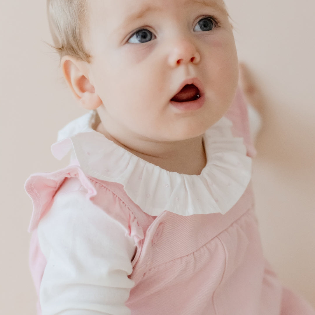 Pink Frill Denim Pinafore