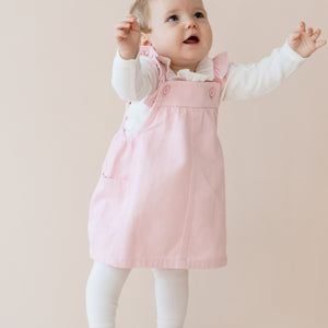 Pink Frill Denim Pinafore