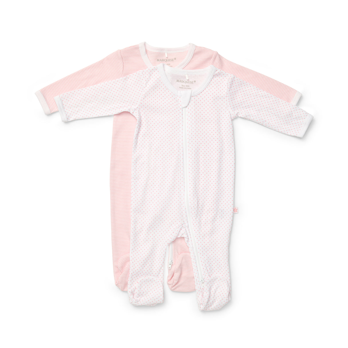 Newborn Essentials Pink Spot and Stripe Zipsuit 2 Pack