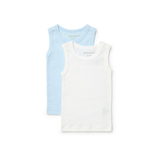 Newborn Essentials Blue & White Singlet 2 Pack