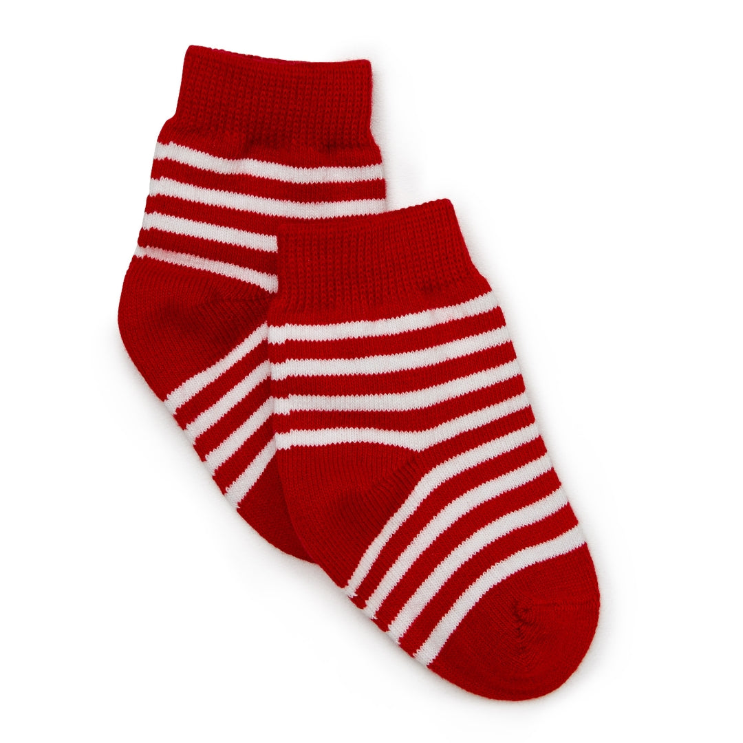 Red and White Stripe Knitted Socks 2 Pack