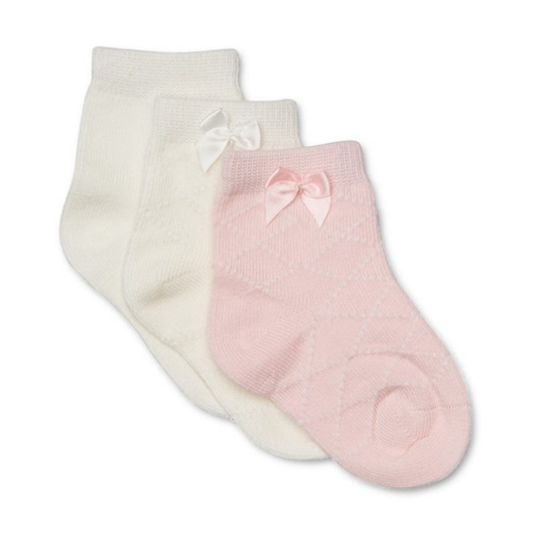 Diamond with Bow Knitted Socks  3 Pack