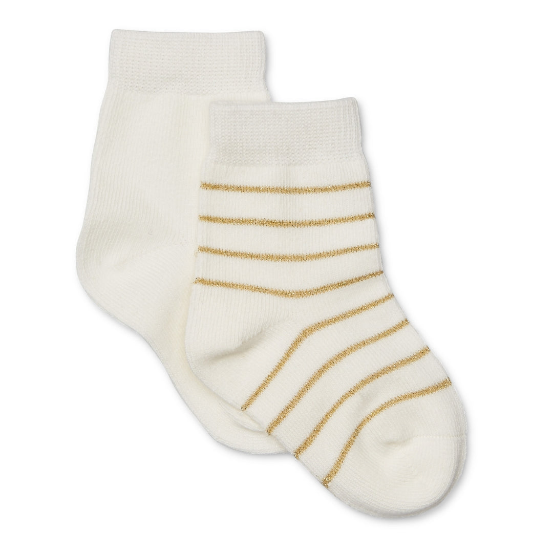 Cream and Gold Knitted Socks 2 Pack