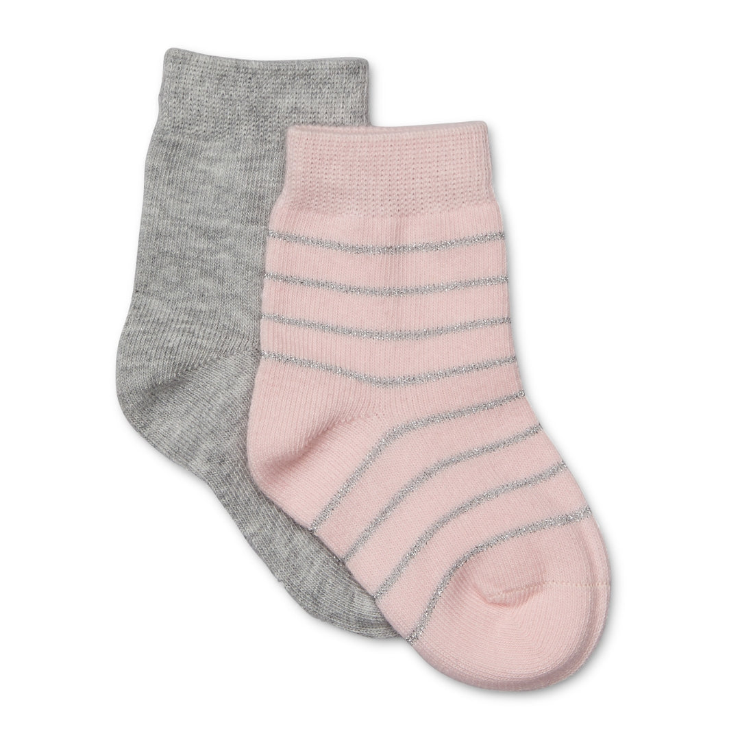 Grey and Pink/Silver Knitted Socks 2 Pack