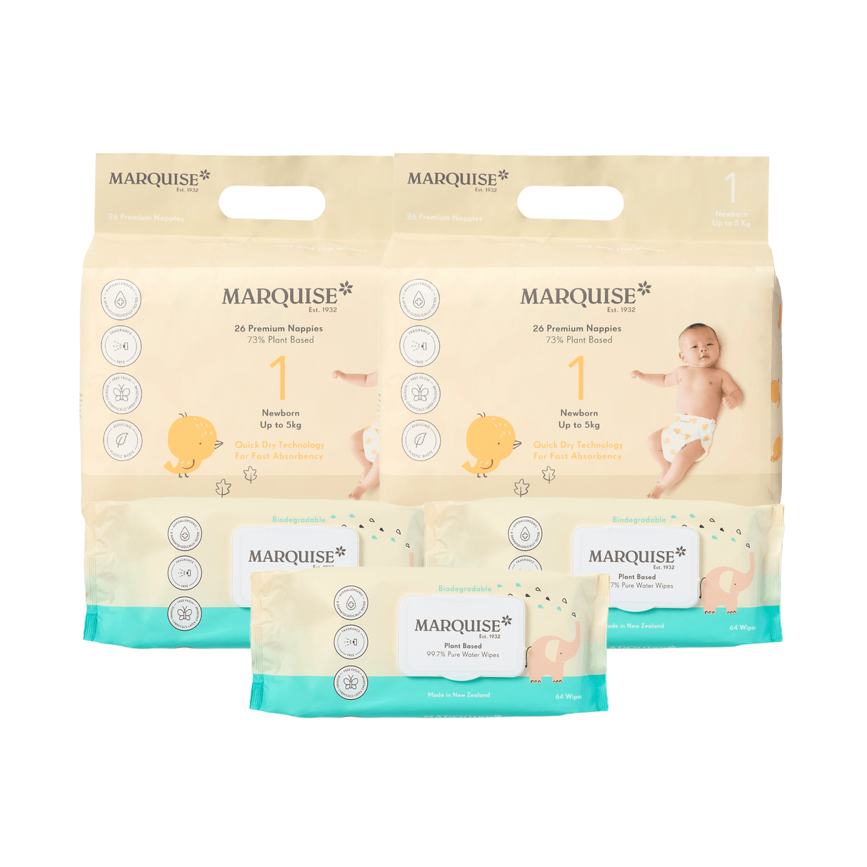 Marquise Hypoallergenic Nappies & Wipes Starter Pack