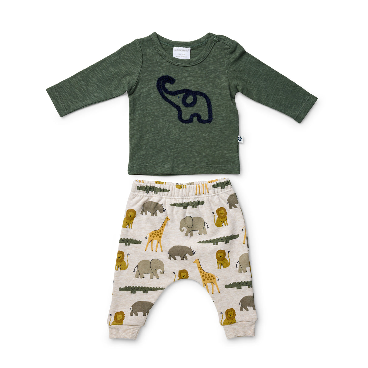 On Safari Elephant Top & Fleece Pant Set