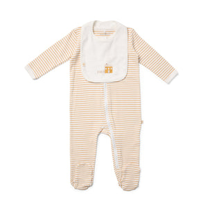 Marquise Farmhouse Striped Zipsuit and Bib 2 Piece Set