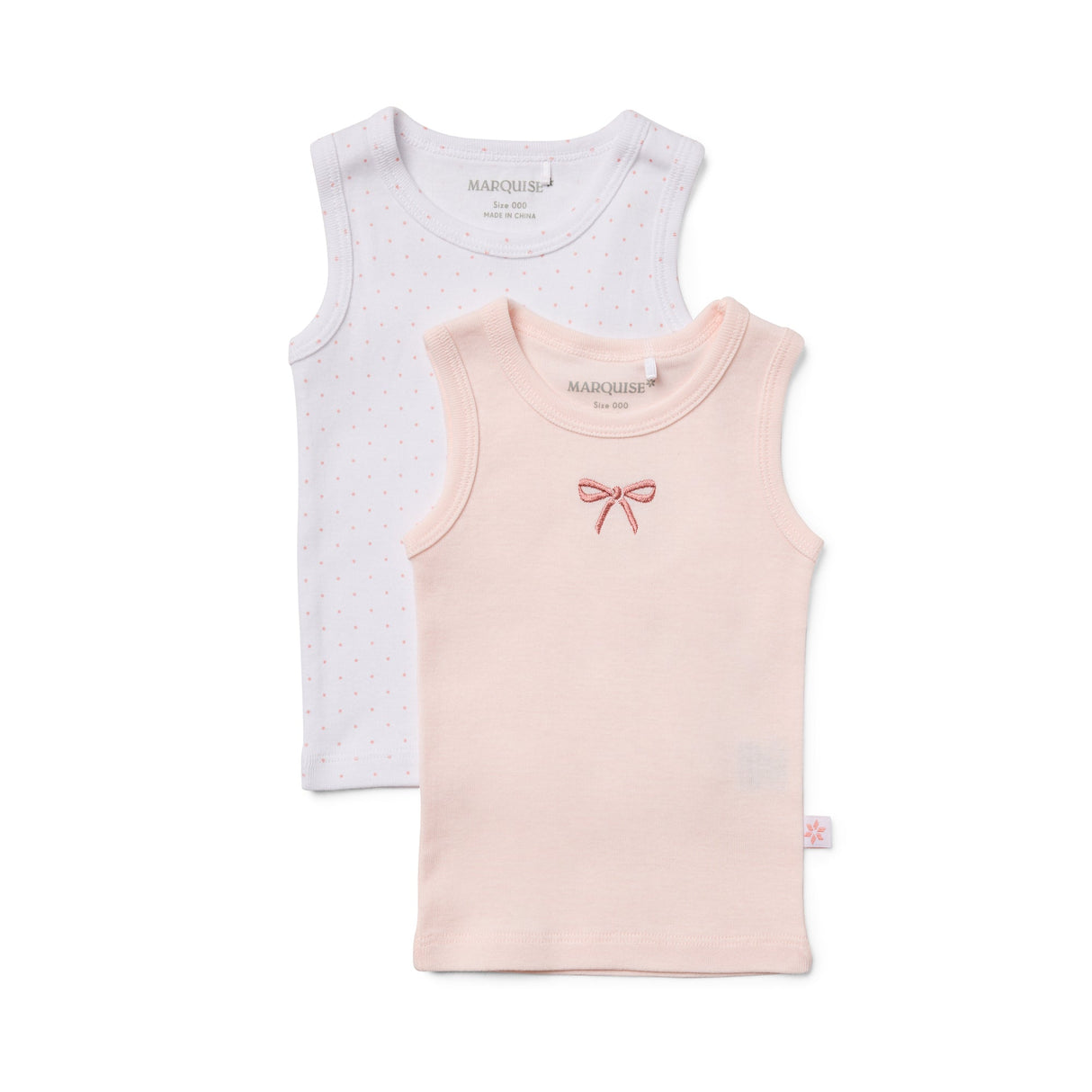 Marquise Pink and White Bow Singlet 2 Pack
